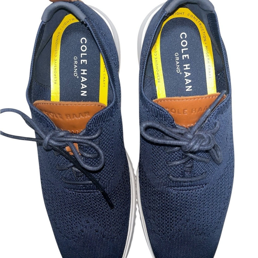 Cole Haan Men's Blue Knit Sneakers with Tan Accents - Picture 1 of 5